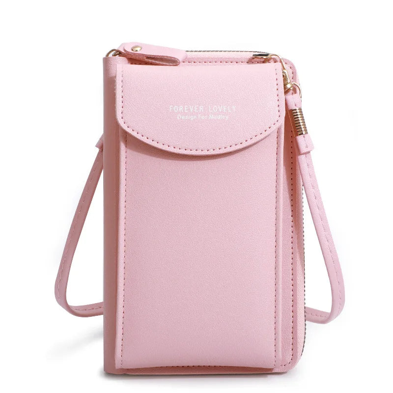 Women'S Wallet Shoulder Mini Leather Bags Straps Mobile Phone Big Card Holders Wallet Handbag Money Pockets Girls Small Bags